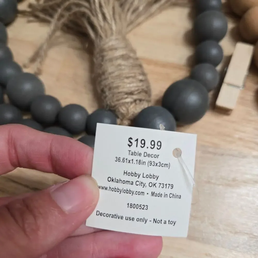 New Hobby Lobby Wooden Bead Garland Hanging Clips Blue Brown